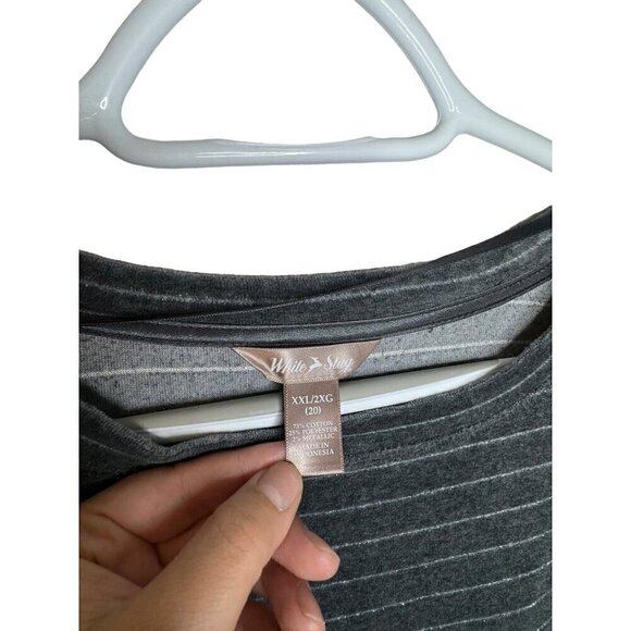 White Stag Metallic Striped Soft Long Sleeve Top Gray XXL - Picture 2 of 3